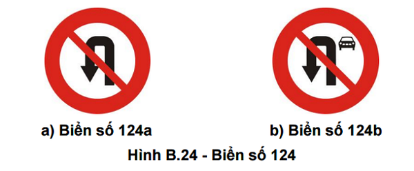 Nhóm biển cấm rẽ, cấm quay đầu (P.123, P.124)