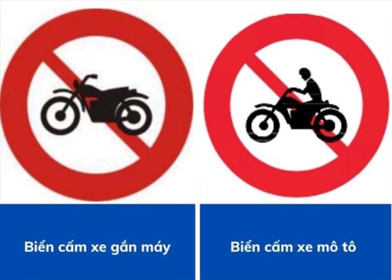 Phân biệt biển báo P.111a (cấm xe gắn máy) và biển P.104 (cấm xe máy)