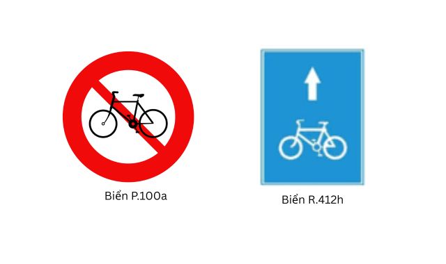 hân biệt biển cấm xe đạp và biển đường dành riêng cho xe đạp