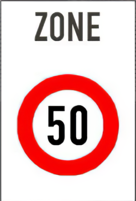 Biển số R.E,9d – Tốc độ tối đa trong khu vực (Zone 30, Zone 40, Zone 50…)