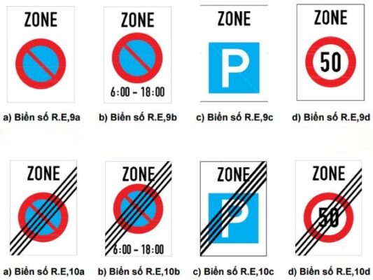 Đặc điểm nhận diện và kích thước biển báo Zone