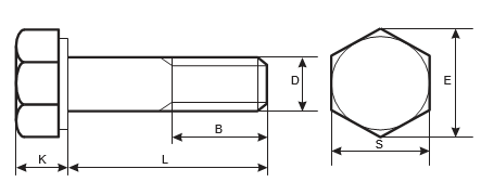 Thông số kỹ thuật bu lông lục giác ngoài ren lửng DIN 960