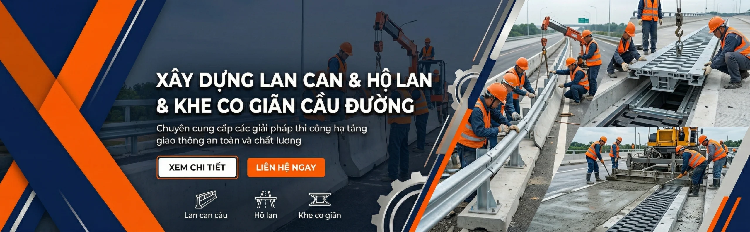 Thi công lan can cầu & Hộ Lan & Khu co giãn cầu đường