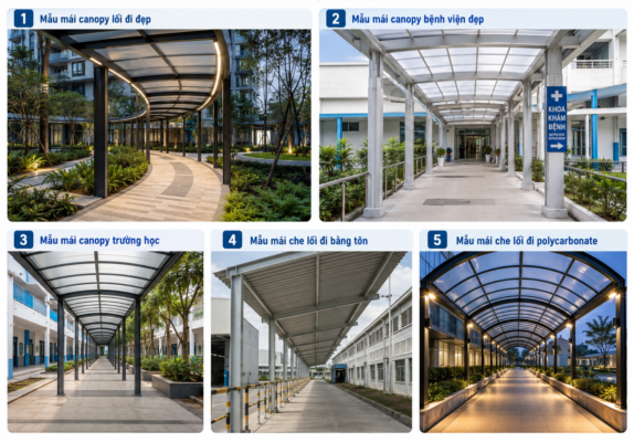Mẫu Mái Canopy Lối Đi Đẹp Theo Từng Công Trình