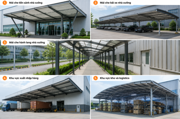Quy Hoạch Mái Canopy Theo Từng Khu Vực Của Nhà Xưởng
