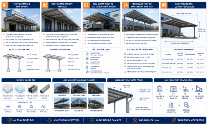 Thiết Kế Mái Canopy Đáp Ứng Tiêu Chuẩn Công Nghiệp