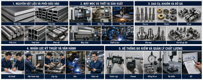 Một Hệ Thống Sản Xuất Cơ Khí Gồm Những Thành Phần Nào?