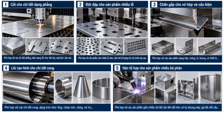 Chọn Phương Pháp Gia Công Kim Loại Tấm Theo Hình Dạng Sản Phẩm