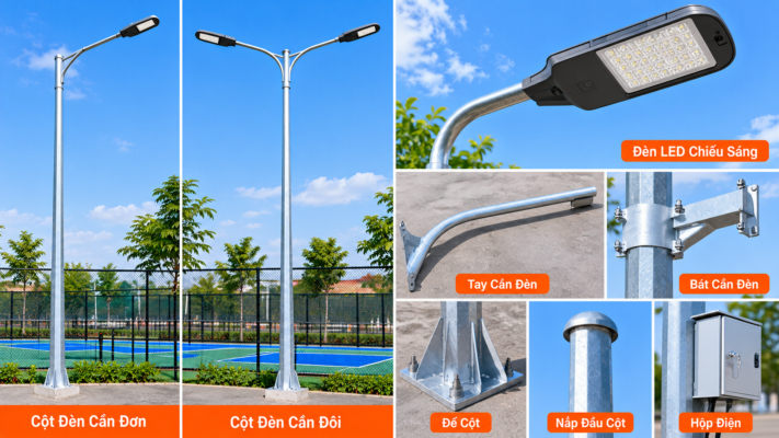 Bảng Giá Cột Đèn Cần Đơn, Cần Đôi Và Phụ Kiện Chiếu Sáng