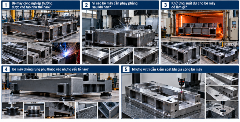 Gia công bệ máy (Machine Base) – Phay phẳng khổ lớn, khử ứng suất dư chống rung