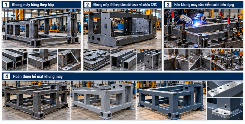 Gia công khung máy (Machine Frame) – Cắt laser, chấn CNC, hàn khung hộp thép