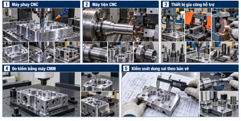 Năng lực thiết bị gia công CNC & đo kiểm CMM tại xưởng